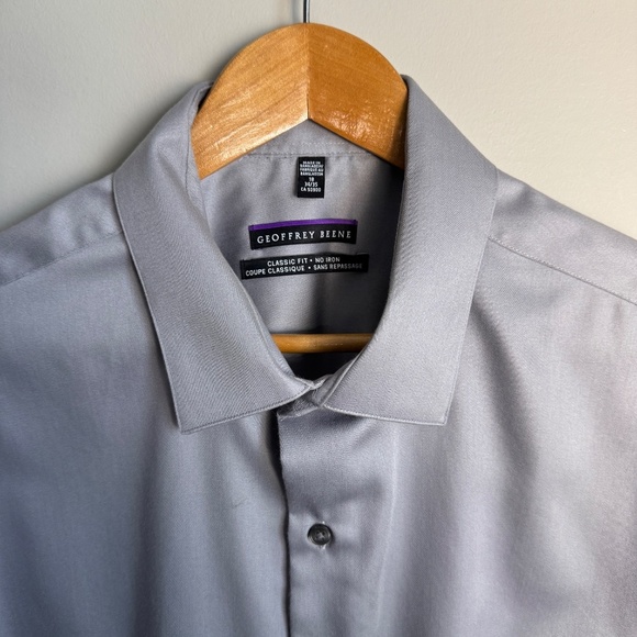 Geoffrey Beene Men's Classic Fit Dress Shirt Button Up Silver/Gray 18 - 34/35 - Picture 4 of 12